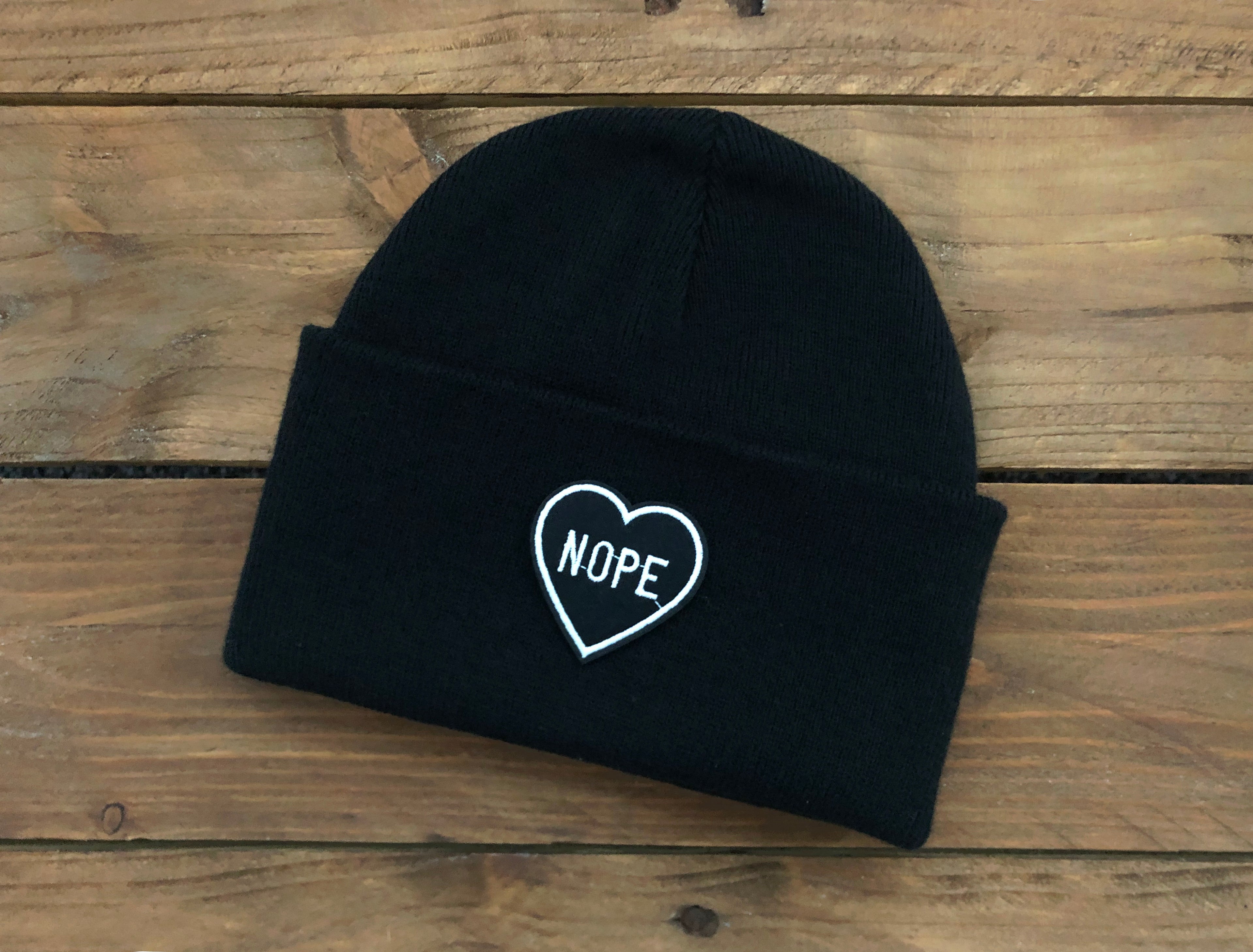 Nope Heart Beanie Hat image 0