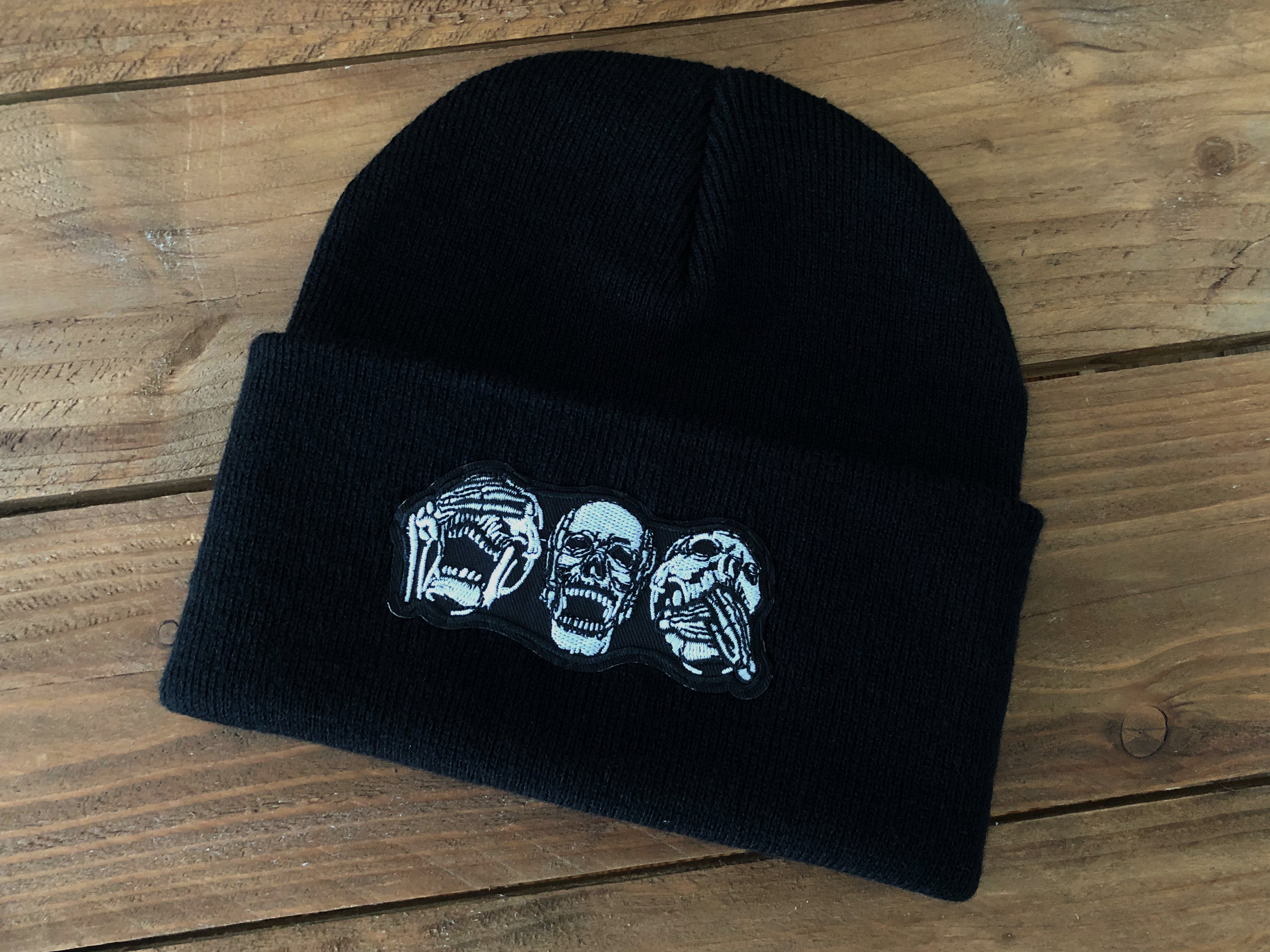 Skull Beanie Hat (See No Evil, Hear No Evil, Speak No Evil) image 0